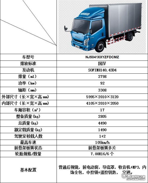 依維柯超越C300參數表 商用車(chē)之家