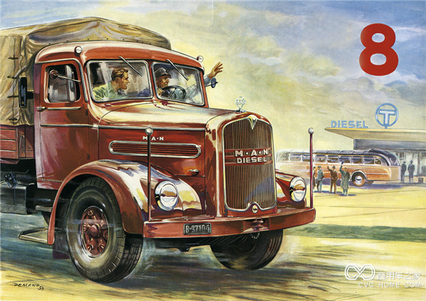 1951年,匹配了V8發(fā)動(dòng)機的曼恩F8卡車(chē)，可達180 馬力。.jpg